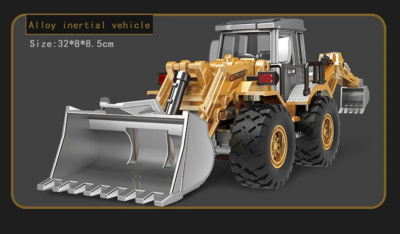 2in1 Engineering Diecast Set Toys for Boys Alloy Tractor Excavator Bulldozer Kids Truck Children Diecast Farm Vehicle Model Gift