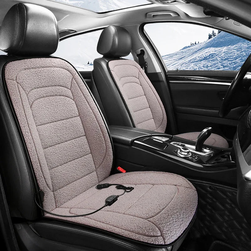 Heated Car Seat Cover 12V Fast Heating Seat Cushion Warm Plush Car Seat Heating Covers Seat Protector Auto Seat Heater Pads Mat