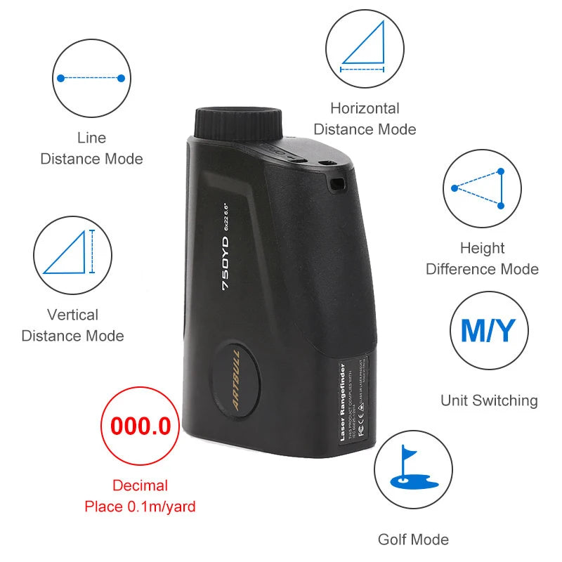 6X Rechargeable Golf Laser Rangefinder 750 Yard With Flag Lock