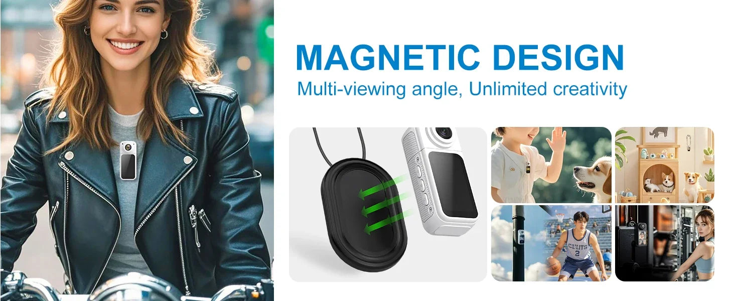 Thumb Action Mini Camera 2.7K Pocket Cameras Sport Body Cam Instant 180°Angle WIFI Recorder megnetic Attraction Bracket Camera