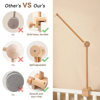 Baby Bed Bell Music Box Hanging Toys Wood Grain 360° Rotary Newborn Infant Crib Mobile Musical Box 0 12 Months Baby Rattles Toys