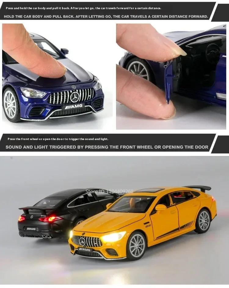1:32 Scale 300SL GT63 V8 Sports Car Model Toy Metal Die-cast Sound Light Pull Back Vehicles Models Boys Hobby Ornaments Gifts