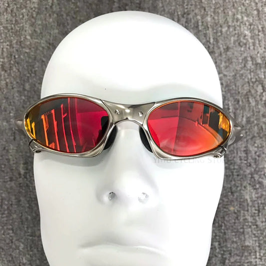 Polarized UV400 Cycling Sunglasses – Silver Metal Frame Fishing Riding Bicycle Eyewear