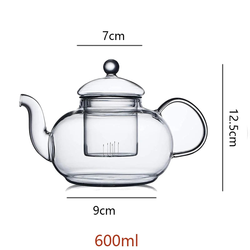 400-1000ml Clear Teapot With Removable Infuser Glass Teapot Stovetop Safe Loose Leaf And Blooming Tea Maker