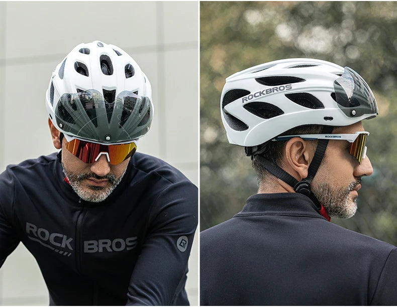Cycling Helmet With Goggles Visor Brim Adults Riding Bike Helmet Breathable Ultralight MTB Road Bicycle Helmet