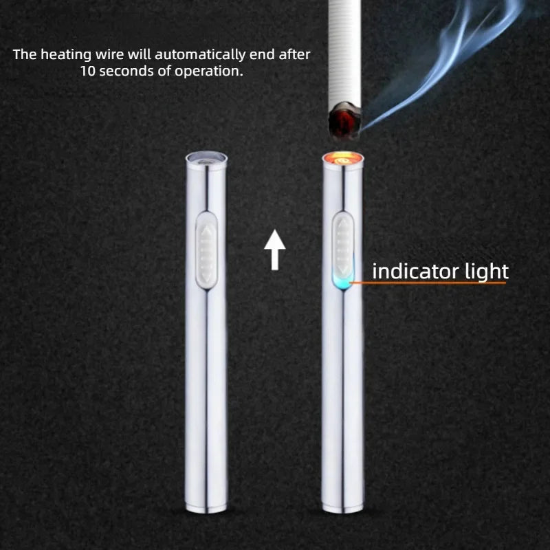 USB Rechargeable Lighter Mini Compact Long Windproof Electric Heating Wire Metal Material Men's Cigarette Lighter