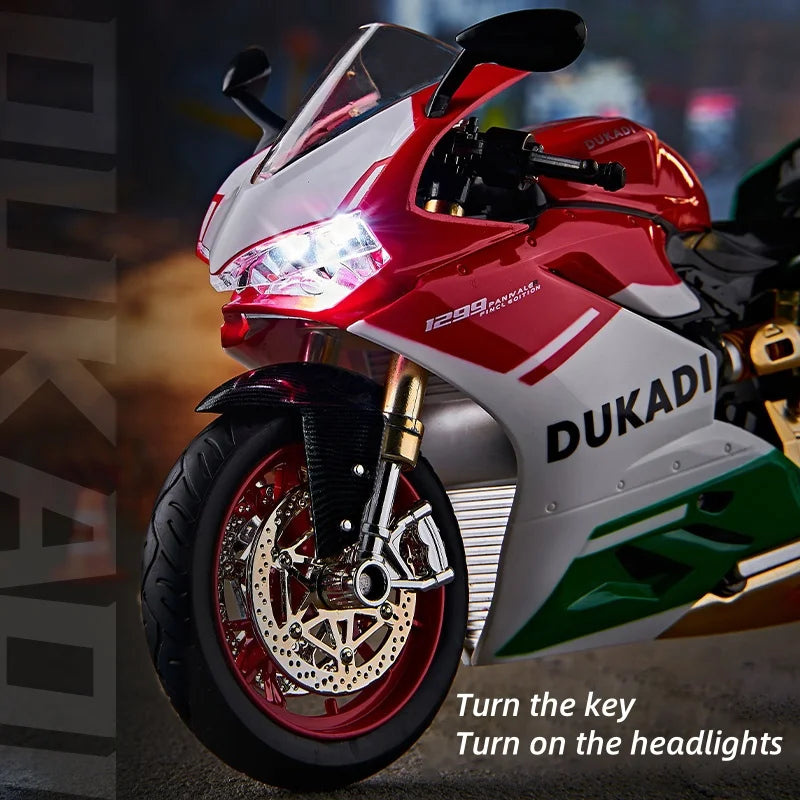1:9 1199 Panigale H2R Ninja With Spray Alloy Motorcycle Model Toy Vehicle Collection Sound and Light Off Road Autocycle Toys Car