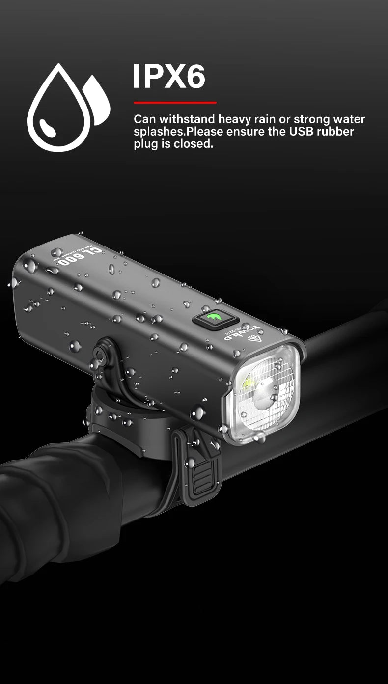 CL600S Bike Light Front Lamp 600 lumens USB Rechargeable LED 2600mAh Bicycle Light IPX6 Waterproof MTB Bicycle headlights