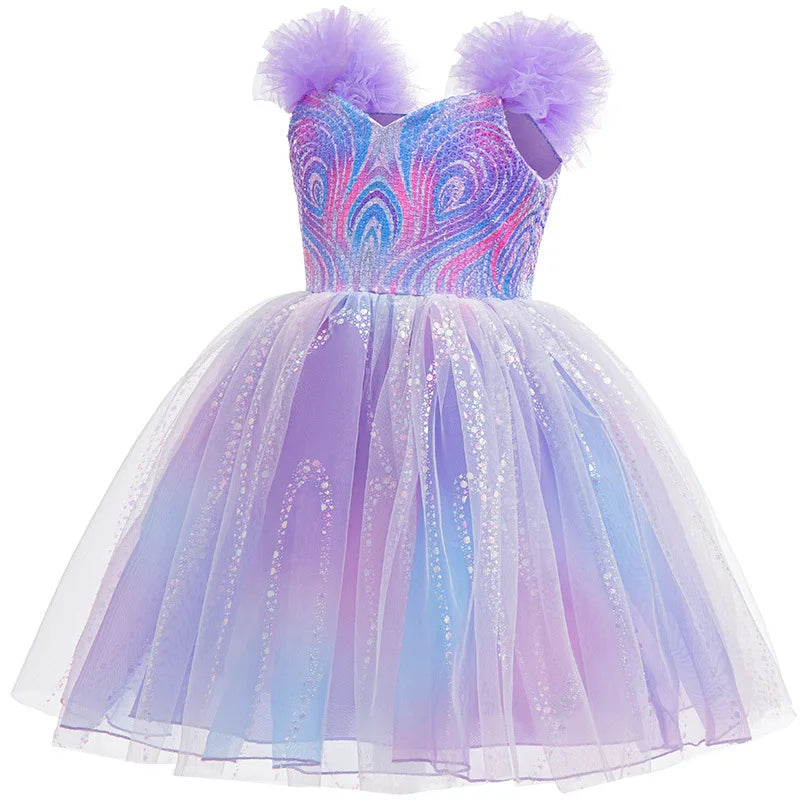 Good Witch Cosplay Dress - Girls Flutter Sleeve Tulle Ball Gown with Glitter Details | New Princess Party Dress for Halloween