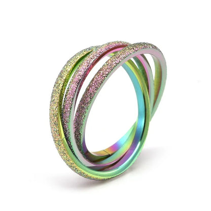 Triple Interlocked Rolling Titanium Stainless Steel Rings