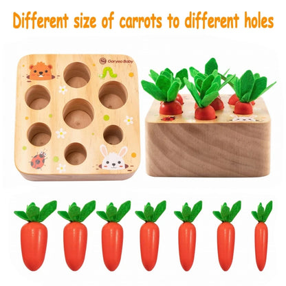 Montessori Toys Carrot Harvest Game Wooden Shape Matching Puzzle 6 12 Months Baby Pull Carrot Set Develop Fine Motor Skill Toys