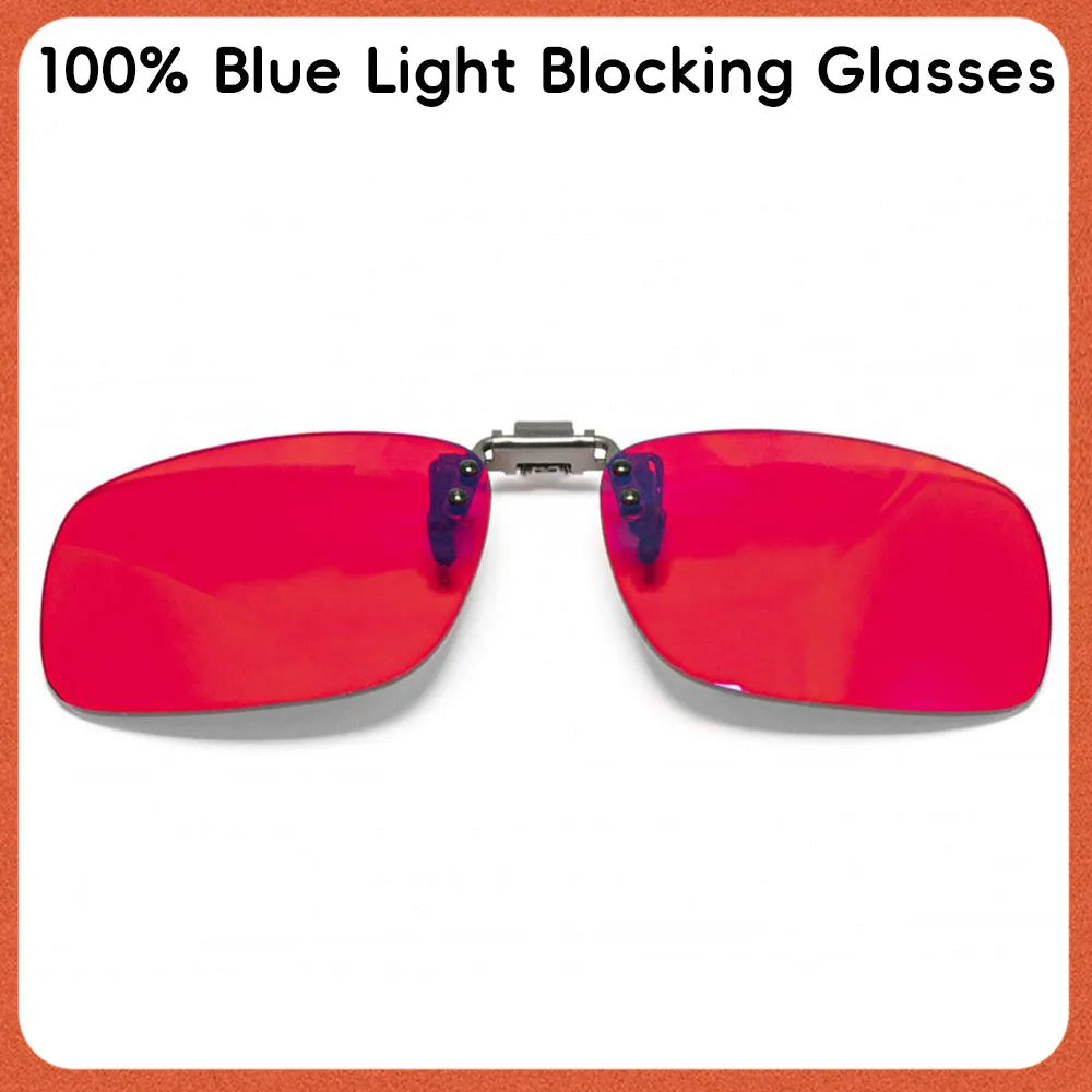 Clip 100% Blue Light Blocking glasses Red Lens ,Orange Lens Anti fatigue Detachable Lens Gaming Glasses Computer Eyeglasses