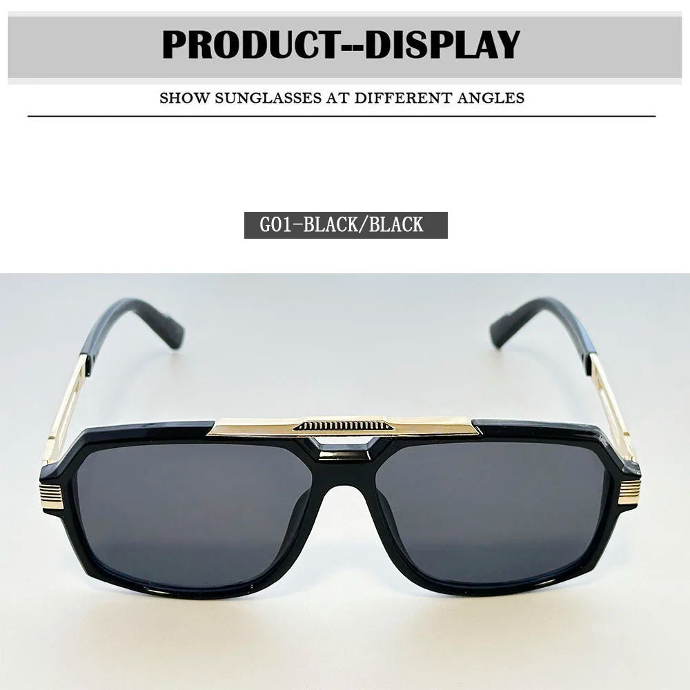 Vintage Square Alloy Frame Sunglasses With UV400 Protection