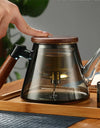 Easy One Click Tea Separation Filtration Glass Teapots With Wood Handle 850ml Tea Water Separation Tea Pot With Infuser Filter