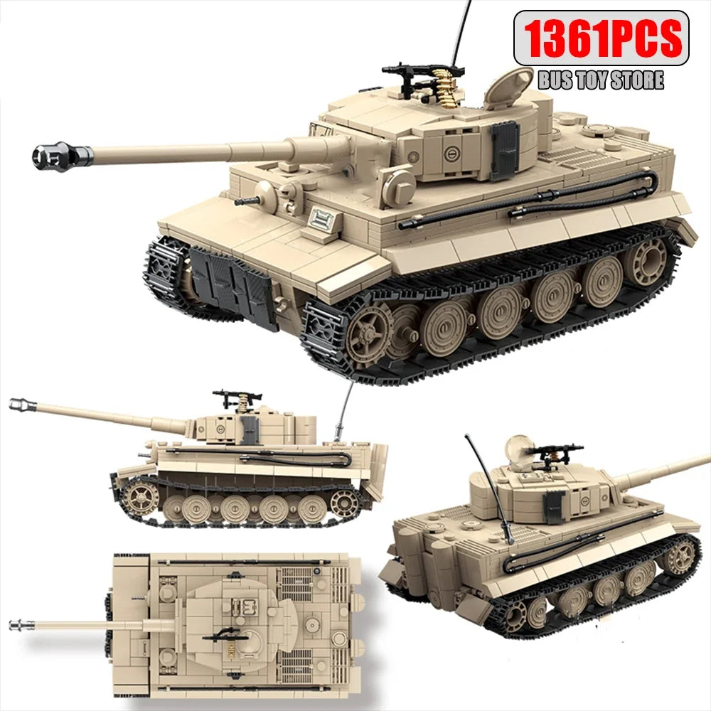 Tiger I Heavy Tank WW2 Military Tanks Army Weapons Soldiers Bricks s Building Blocks KV-2 Panther Toys  Gift 100233