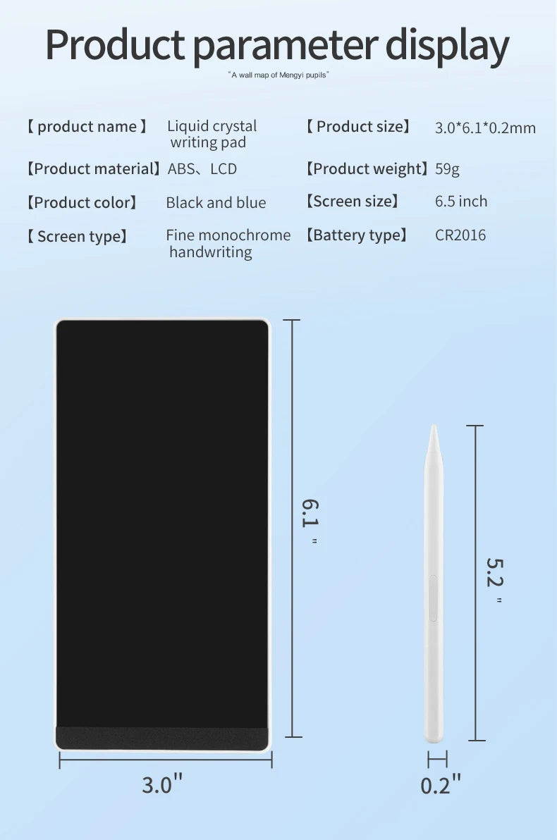6.5-inch Double-sided Handwriting Full Screen Fine LCD Writing Tablet Liquid Crystal Drawing Board Meeting Content Sketch Pad