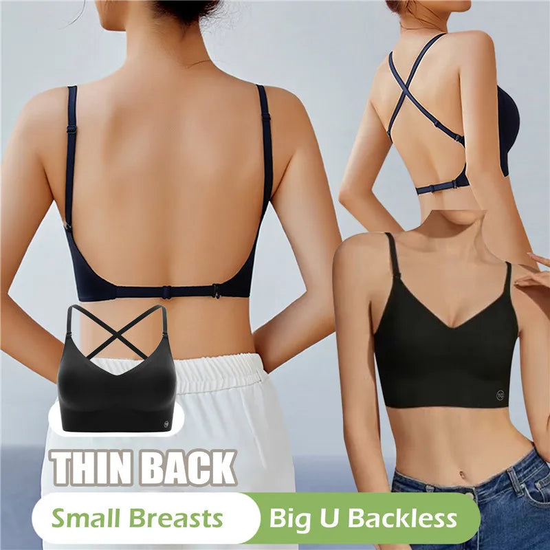 Womens Deep U Neck Seamless Wireless Plunge Bra