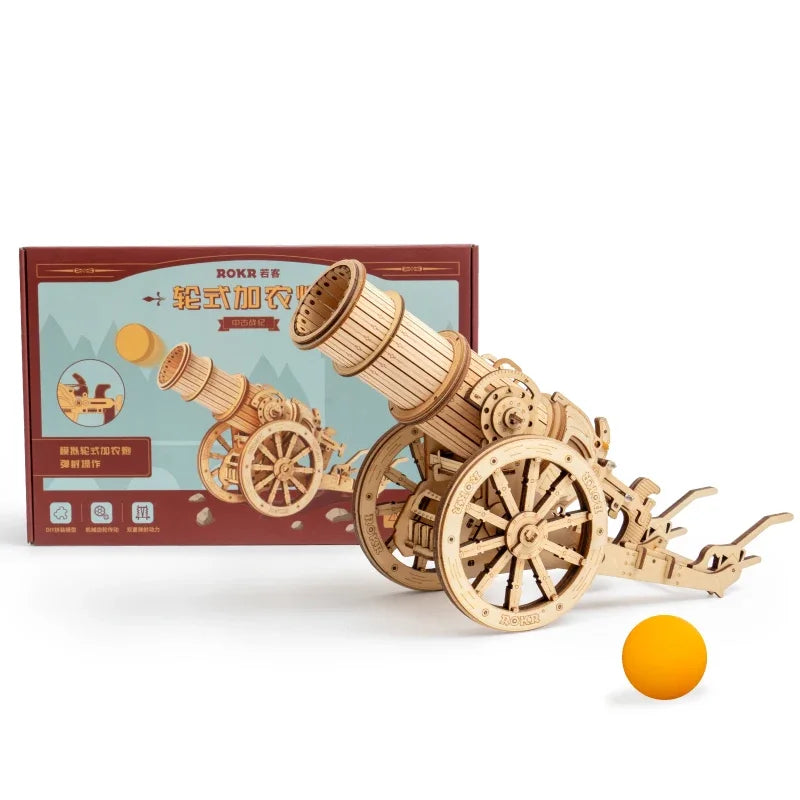 Wheeled Siege Artillery 3D Wooden Puzzle Game Toys