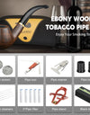 Tobacco Pipe Handmade Ebony Wood Root Smoking Pipe Gift Box and Accessories