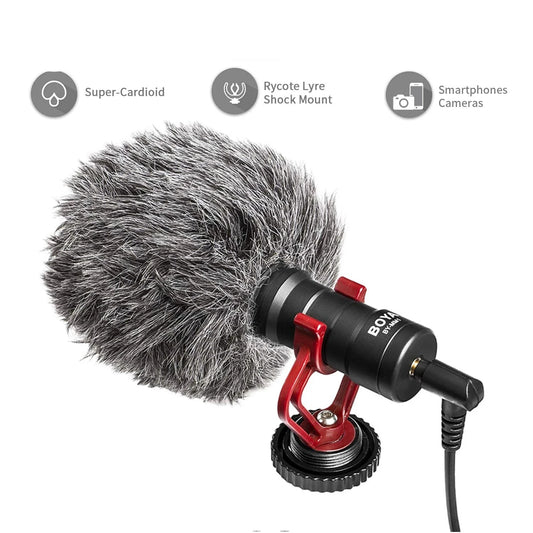 Professional Cardioid Shotgun Microphone for iPhone Android Smartphone PC Canon Nikon DSLR Camera Recording Vlog