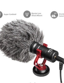 Professional Cardioid Shotgun Microphone for iPhone Android Smartphone PC Canon Nikon DSLR Camera Recording Vlog