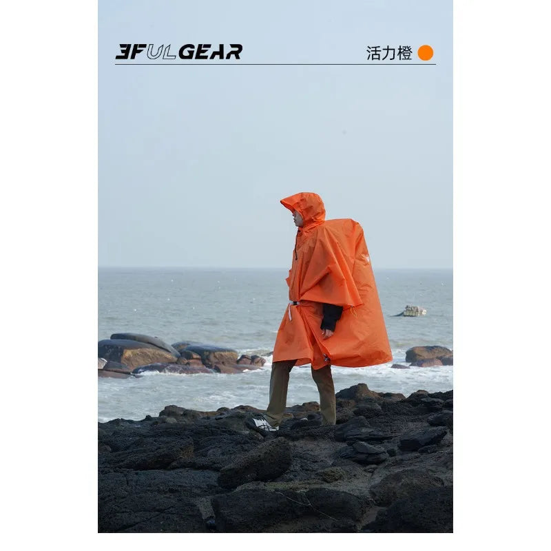 Ultralight Waterproof Nylon Rain Poncho for Hiking Cycling and Camping