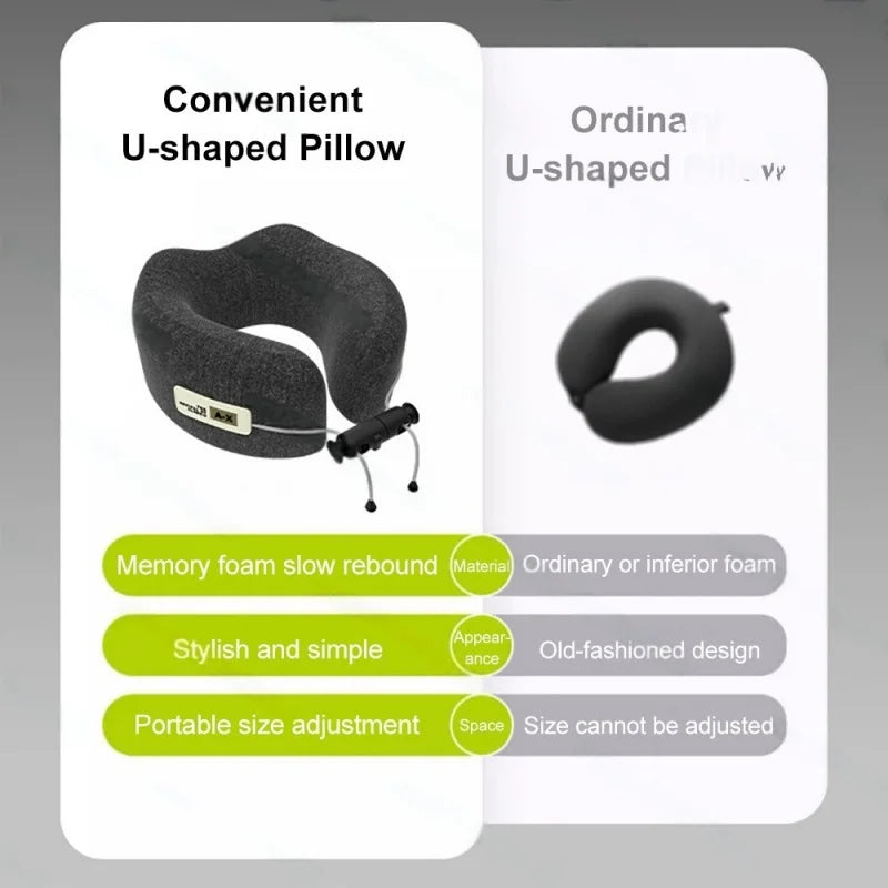 Portable Memory Foam Travel Pillow U-Shaped Ergonomic Neck Support For Airplane Car Office Nap Sleeping Headrest Soft Cushion