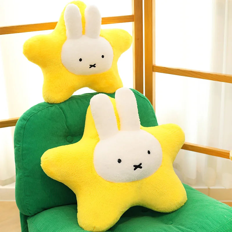 New Kawaii Miffy Stuffed Doll Miffy Star Pillow Plush Toy for Kids Anime Birthday Gift Soft Cuddly Sleeping Buddy for Girls