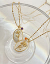 12 Birth Month Flower Birthstone Necklace for Women Charm White Shell Pendant Necklaces