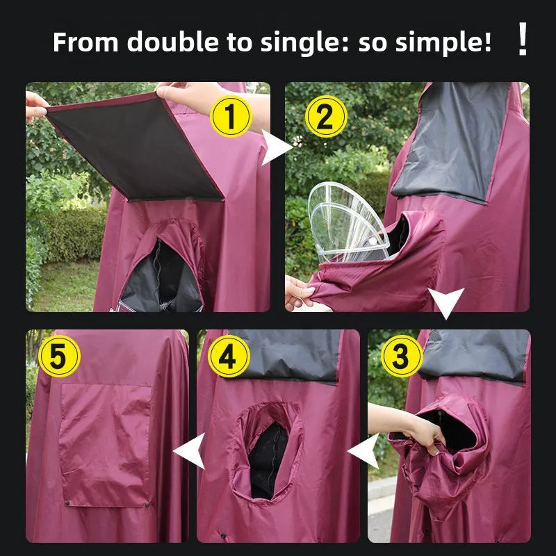 Large Double Person Waterproof Motorcycle Rain Poncho with Foot Coverage