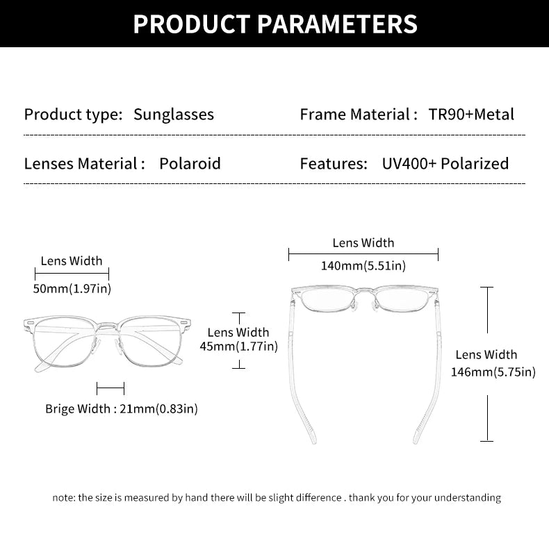 3 in 1 Magnetic Rectangle Polarized UV400 Business Sunglasses for Men Women Optical Eyewear Set
