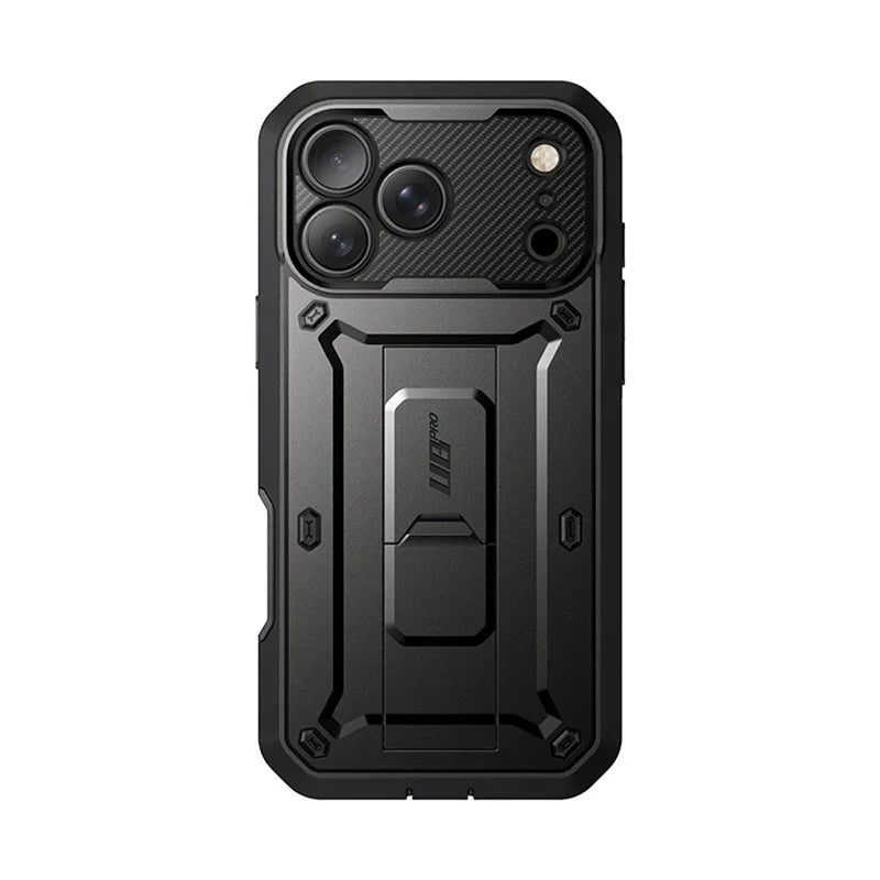 Full Body Rugged Phone Case with Built In Screen Protector and Belt Clip Holster for iPhone 17 Pro Max and iPhone 18 Pro Max