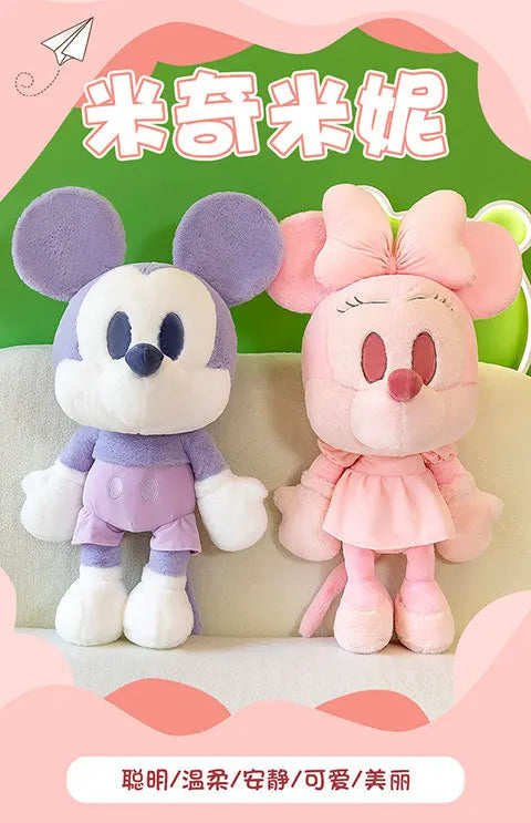 Kawaii Mickey Minnie Plush Toy Couple Doll Stuffed Dolls Animal Kids Birthday Gift for Girls Soft Cuddly Pillow Pal Wholesale