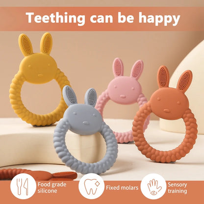 1Pcs Baby Silicone Teether Ring BPA Free Rattles Bracelet Food Grade Newborn Baby Accessories Cartoon Silicone Teething Toys