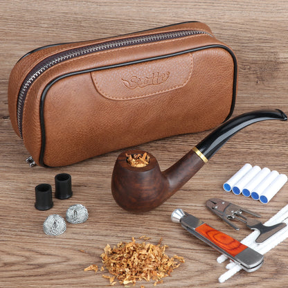 PU Leather Tobacco Pipe Bag for 2 pipes Portable Herb Tobacco Pipe Case Tools Accessories