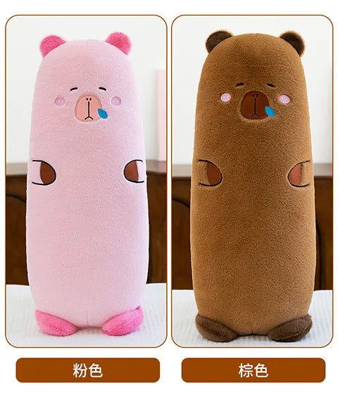 Kawaii Capybara Plush Toy Stuffed Animal Pillow Cuddly Long Body Doll for Kids Birthday Xmas Gift Soft Filled Plushie for Girls