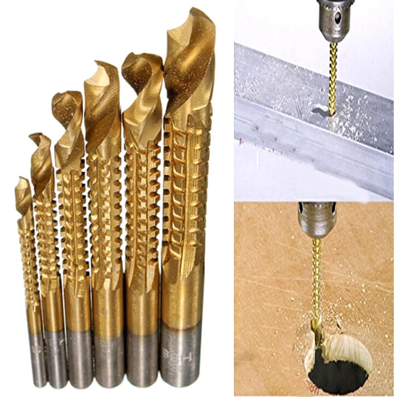 6pc Cobalt Drill Bit Set Spiral Screw Metric Composite Tap Twist Drill Bit Set Multi-function Metal Special Tap Drill Bit