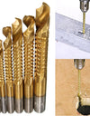 6pc Cobalt Drill Bit Set Spiral Screw Metric Composite Tap Twist Drill Bit Set Multi-function Metal Special Tap Drill Bit