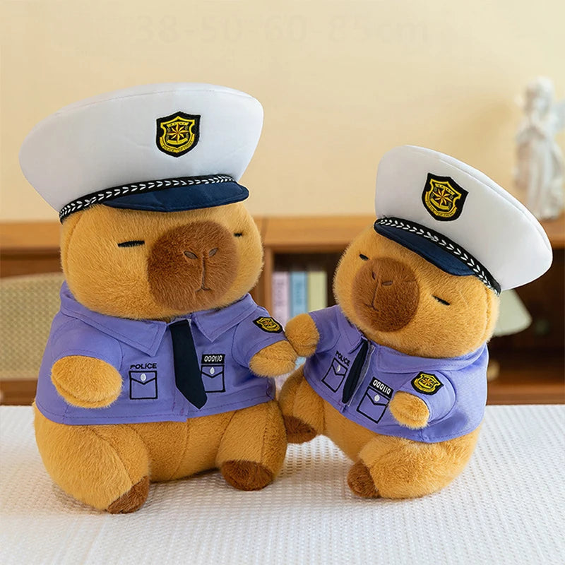 Cute Capybara Police Plush Toy Soft Stuffed Pillow