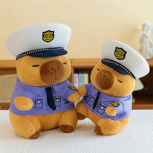 Cute Capybara Police Plush Toy Soft Stuffed Pillow