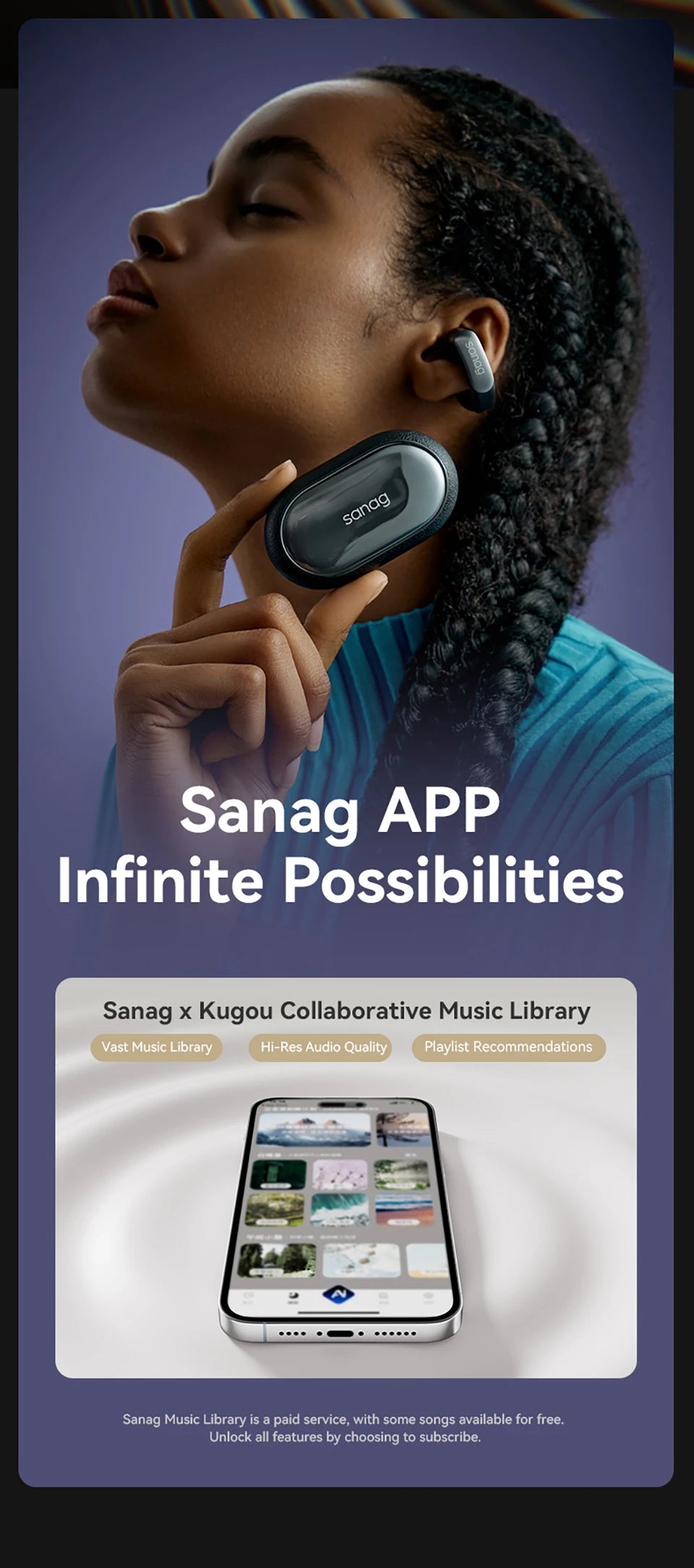 S9S AI Free Clip OWS Headphones Bluetooth 5.4 Earphones AI Assistant Wireless Headset IPX4 Stretchable Ear Bridge