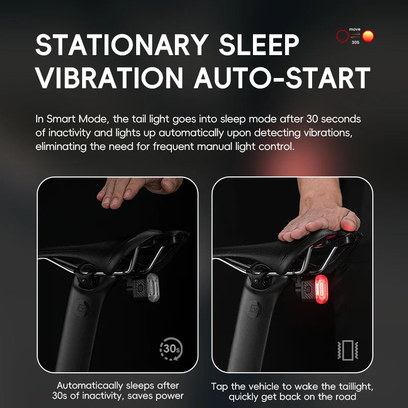 Smart Brake Sensing Bike Taillight IPX6 Waterproof Type-C Synchronized Bicycle Rear Light MTB Road Cycling Tail Light