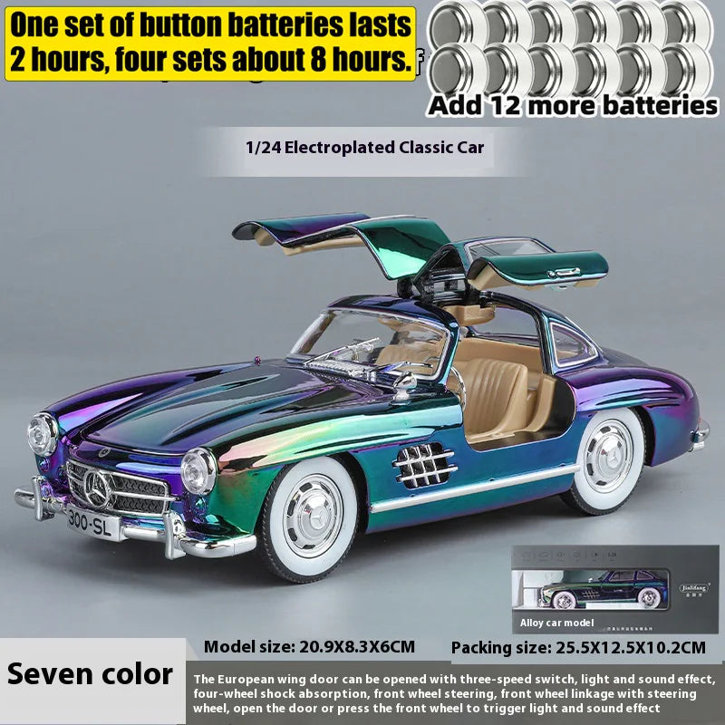 1:24 Mercedes-Benz 300SL Electroplated Version Alloy Diecast Classic Car Model Display Collection