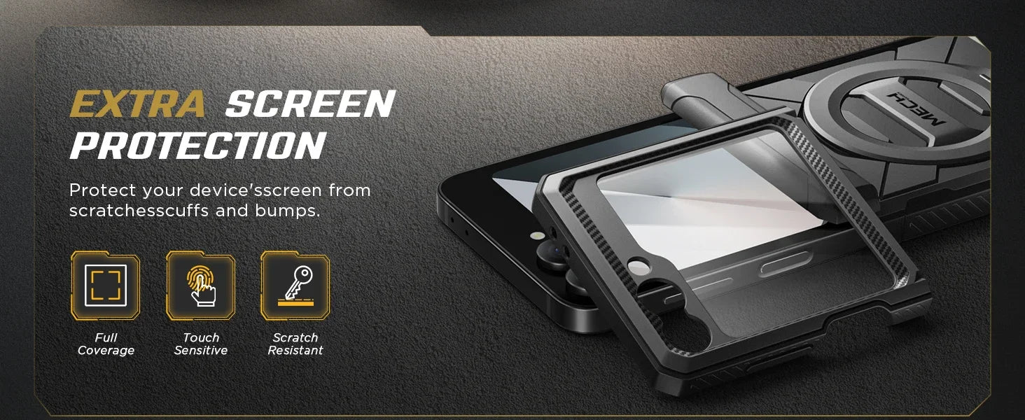 For Z Flip 7 FE/Z Flip 6 Cases Built-in  Ring Stand with Magsafe Full Coverage Hinge Protection Screen Protector Cover