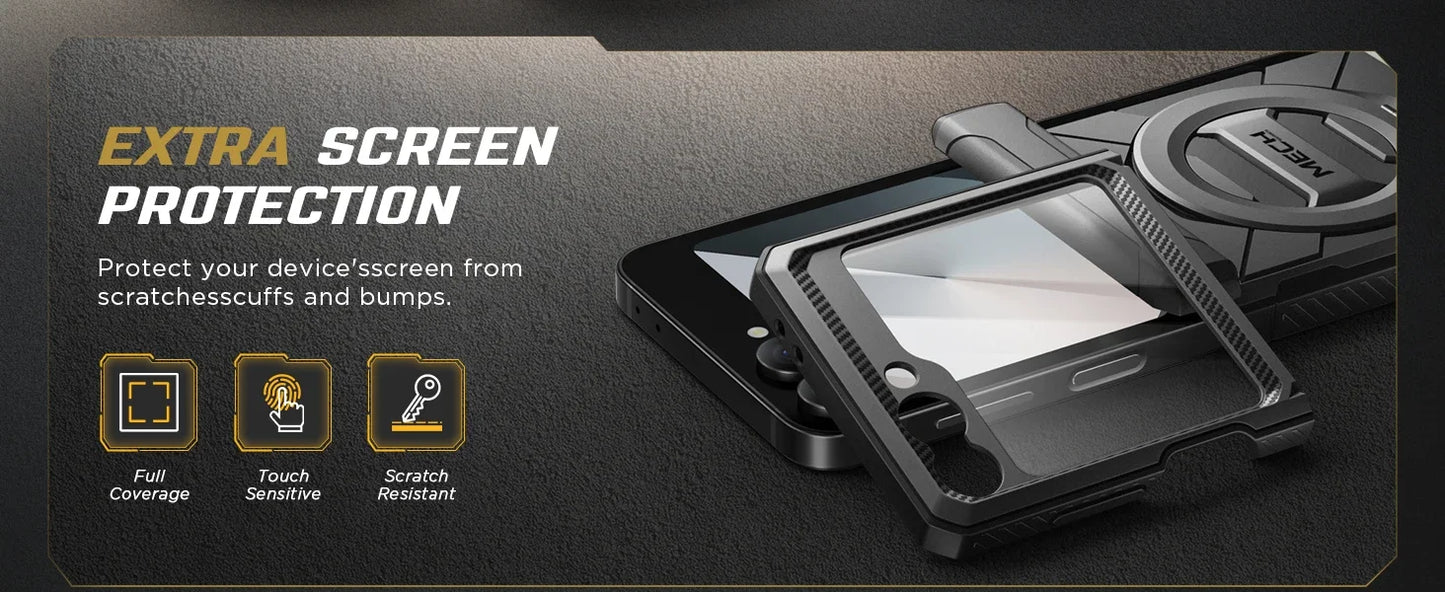 For Z Flip 7 FE/Z Flip 6 Cases Built-in  Ring Stand with Magsafe Full Coverage Hinge Protection Screen Protector Cover