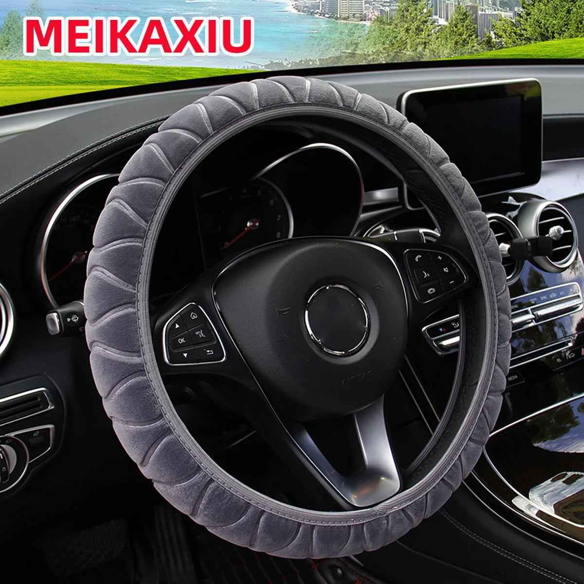 Soft Plush Pressed Flower Car Steering Wheel Cover 37CM 38CM