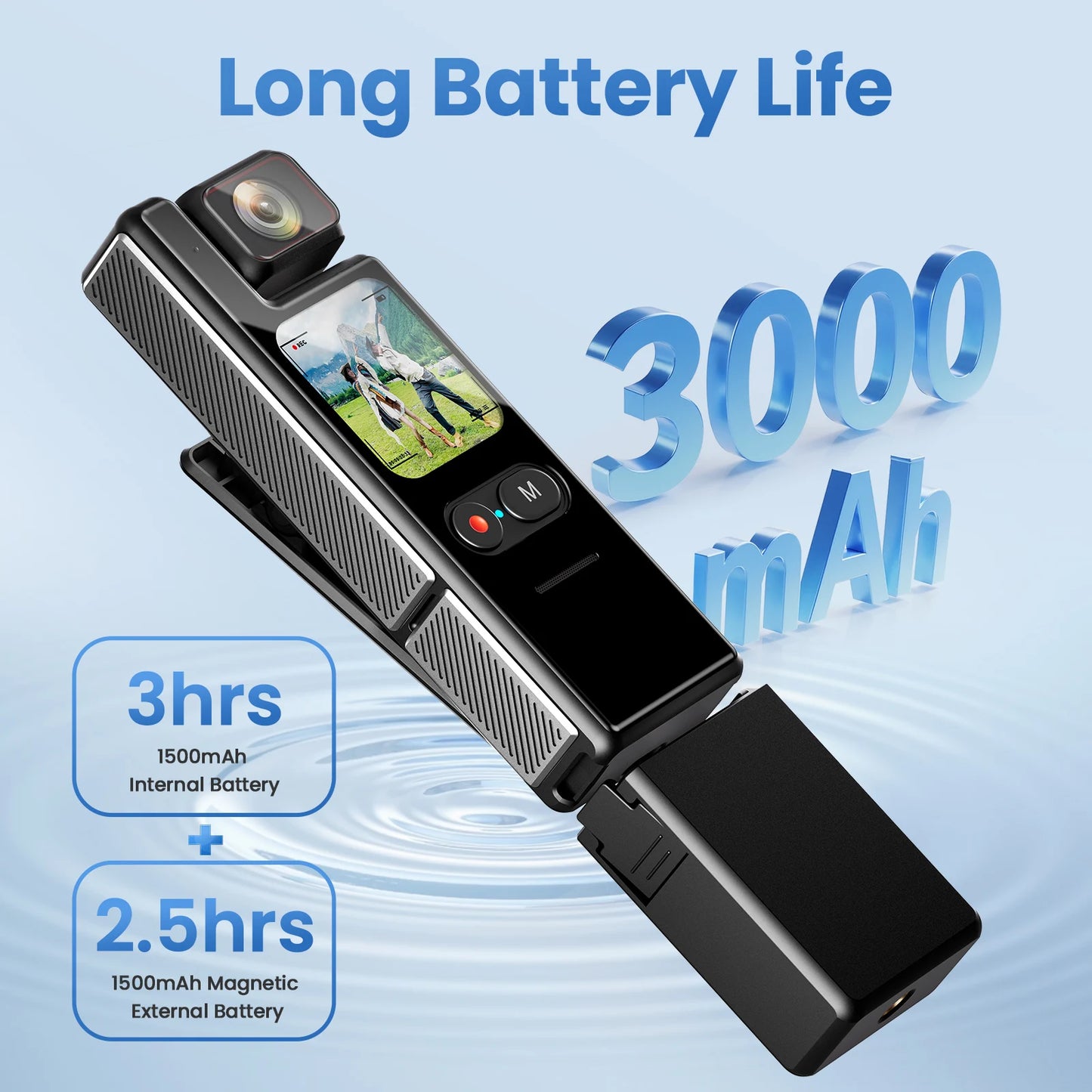 4K Pocket Action Camera with 4X Zoom Touch Screen Anti-Shake Waterproof Vlogging Sports Video Recorder