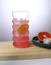 1/2pcs Beverage Glasses With Straws Glass Cups clear Ripple Drinking Glasses for Juice Beer Wine Champagne Cocktail 350/500ml