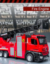 1:32 Ladder Truck Water Tanker Military Missile Rocket Launcher Trucks Model Toy Car Metal Diecast Sound Light Models Boys Gifts