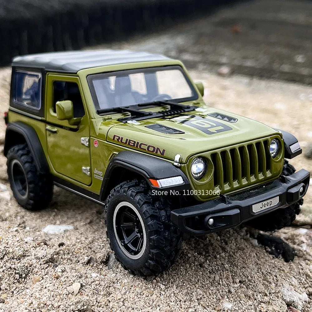 1/32 Wrangler Alloy Diecast Car Models Toy 1941 Rubicon Metal Off-Road Vehicles with Sound Light Car Toys for  Boys